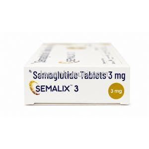 セマリックス 3, セマグルチド 3mg, 製造元：Torrent Pharmaceuticals Ltd, 箱側面