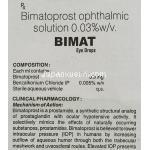 ビマトプロスト （ルミガン・ラティース ジェネリック）, ビマト Bimat 0.3% 3ml 点眼薬 (Ajanta Pharma)