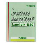 ラミビルS Lamivir S, ラミブジン・スタブジン配合 150mg/30mg 錠 (Cipla) 箱