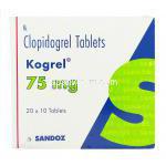 コグレル Kogrel, プラビックス ジェネリク, クロピドグレル 75mg 錠 (Sandoz) 箱