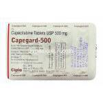 ケープガード Capegard, ゼローダ ジェネリック, カペシタビン  500mg 錠 (Cipla) 包装裏面