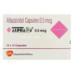 アルファD3 Alpha D3, アルファカルシドール 0.5mcg カプセル (GSK) 箱