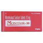 モントエア Montair, シングレア ジェネリック, モンテルカスト10mg 錠 (Cipla)