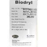 バイオドリル Biodryl, ベナドリル ジェネリック, ジフェンヒドラミン塩酸塩 25mg 錠 (Biochem) 製造者