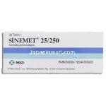 シネメット Sinemet, レボドパ・カルビドパ配合 250mg / 25mg 錠 (MSD) 箱