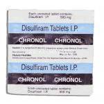 クロノル Chronol, ノックビン原末, ジスルフィラム 500mg 錠 (Pravin Pharma) 包装