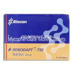 レノダプト Renodapt, セルセプト ジェネリック, ミコフェノール酸モフェチル 750mg (Biocon) 箱