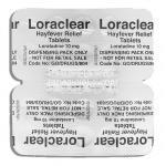 ロラクリア Loraclear, クラリチン ジェネリック, ロラタジン 10mg 錠 (AFT Pharma) 包装裏面